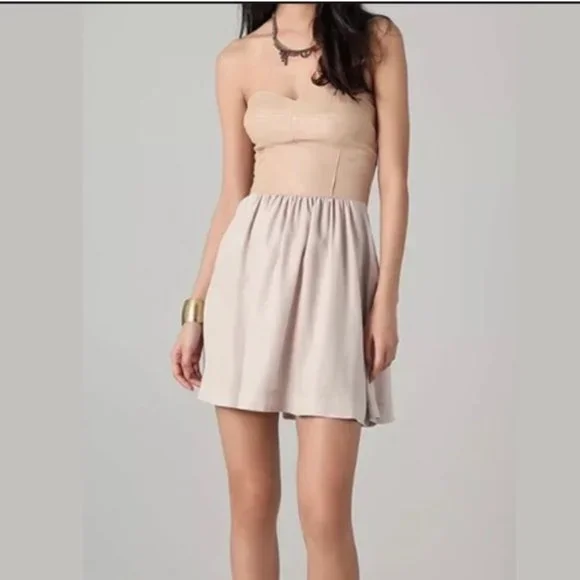 Rebecca Taylor Leather Strapless Dress
